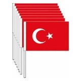 Lisinya Bez Bayrak Sopalı 20X30 cm Sopalı Türk Bayrağı (10 Lu Paket)