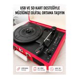 Lisinya Bluetooth Bağlantılı Portatif Pikap 33 45 78 Devir Dahili Hoparlör ve Şarj Edilebilir Pil - LisnYy-UCZZBAVULPKAPKN130-2-3434-Ken