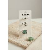 Lisinya Gümüş Renk Pirinç 3'lü Yeşil Taşlı Detaylı Vintage Kadın Yüzük Kombini BYK4293 - Lisn-6a8d541adaef0241070bee66-0808-ER