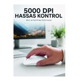 Lisinya Kablosuz Bluetooth Oyuncu Mouse Sessiz Tıklama Ergonomik Wireless Fare - Lisin-H-UCZZPG908BEYAZ-2-3434