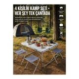 Lisinya Katlanabilir Kamp Masası ve 4 Tabure Seti Taşınabilir Alüminyum Gövdeli Piknik Masası - LsinYy-UCZZ4SANDALYEKAMPMASA-4-3434