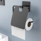 Lisinya Kendiliğinden Yapışkanlı Siyah Paslanmaz Metal Kapaklı Tuvalet Kağıtlığı Aparatı