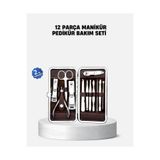 Lisinya Özel Deri Çantalı 12 Parça Manikür Pedikür Bakım Seti Paslanmaz Çelik - Lisn-12PARAMANKRSET-4-3434-ER