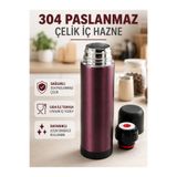 Lisinya Paslanmaz Çelik Seyahat Termosu Tek Tuşlu Vakumlu Kahve ve Çay Termosu - Lisn-UCZZCKRTERMOS-5-3434-ER