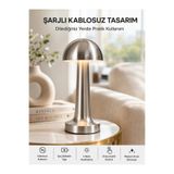 Lisinya Şarjlı Kablosuz Mantar Masa Lambası Dokunmatik 3 Renk LED Modern Tasarım Yeni Nesil - Lisn-UCZZZMANTARGM-8-3434-ER