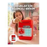 Lisinya Şifreli Kırmızı ATM Tasarımlı Çelik Kasa Görünümlü Kumbara - Lisn-UCZZZSAM53NUMBERBANK-25-3434-ER