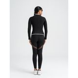 Lismina Lineedge Kadın Uzun Kollu Spor Ceket Beyaz Biyeli Polyester-Elastan Fermuarlı - XL - Siyah - Beyaz