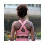 Lismina Sırtı Kalın Çapraz Askılı Sporcu Sütyeni - Rose