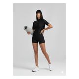 lismina Siyah Sculpt Line Kısa Kollu Spor Tayt Şort Tulum