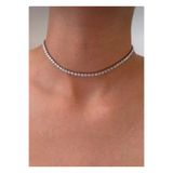 Lisse.co Zirkon Su Yolu Asansörlü Choker Çelik Kolye