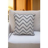 Lissehome Modern Chevron Zigzag Püsküllü Kırlent Kılıfı Gri Renk - 43x43cm