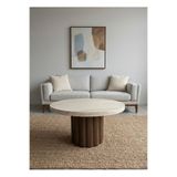 Lisso Home Atina Yuvarlak Ceviz-Traverten Orta Sehpa 79x79