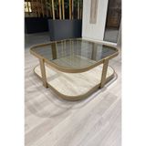 Lisso Home Valencia Orta Sehpa Bonj Renk - Temperli Füme Cam Modern Mobilya 90x90 Cm