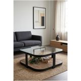 Lisso Home Valencia Orta Sehpa Temperli Füme Cam Modern Mobilya 90x90 Cm