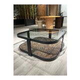 Lisso Valencia Orta Sehpa Temperli Füme Cam Modern Mobilya 90x90 Cm