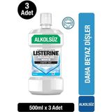 Listerine Advance White Alkolsüz Ağız Bakım Suyu 500 ml x 3 Dişleri Güçlendiren Hafif Tat