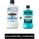 Listerine Advanced White Alkolsüz Ağız Bakım Suyu 750 ml Ferah Nane Kokusuyla Plak Karşıtı
