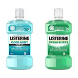 listerine breath freshening ağız bakım ürünü, cool mint, hafif tat, 500ml ve listerine fresh burst ağız bakım suyu 500 ml