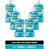 Listerine Cool Mint Ağız Bakım Suyu 1000 ml x6 Ferahlatıcı Nane Aroması ile Günlük Ağız Sağlığı - 6 Adet