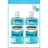 Listerine Cool Mint Ağız Bakım Suyu 500 ml x 2 Cam Bardak Hediyeli Ferah Nefes ve Uzun Süre Etki ile - 2 Adet