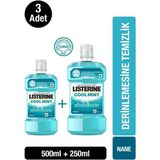 Listerine Cool Mint Ağız Bakım Suyu 500 ml x3 + 250 ml x3 - 6 Adet