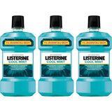 Listerine Cool Mint Ağız Gargarası 1000 ml x 3 Hacim Ferahlatıcı Etki ile Plak ve Tartar Karşıtı