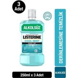 Listerine Cool Mint Hafif Tat Ağız Bakım Suyu 250 ml x3 Alkol İçermeyen Ferahlatıcı Etki