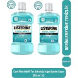 Listerine Cool Mint Hafif Tat Alkolsüz Ağız Bakım Suyu 250 ml X2 Derinlemesine Temizlik ve Ferah Nefes - 2 Adet