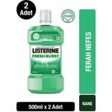 Listerine Fresh Burst Ağız Bakım Suyu 500 ml x2 Plak ve Tartar Önleyici Ferahlatıcı Gargara