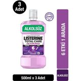 Listerine Total Care Hafif Tat Alkolsüz Ağız Bakım Suyu 500 ml x 3 Hacim ile Diş Koruması