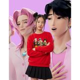 Little Aden Kpop Demon Hunters Yılbaşı Temalı Sweatshirt - Kırmızı - 9 - 10 Yaş