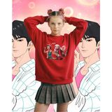 Little Aden Kpop Demon Hunters Yılbaşı Temalı Sweatshirt - Kırmızı1 - 6 - 7 Yaş