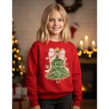 Little Aden Yılbaşı Temalı Pamuklu Kız Çocuk Sweatshirt - Kırmızı - 4 - 9 - 10 Yaş