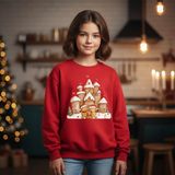 Little Aden Yılbaşı Temalı Pamuklu Kız Çocuk Sweatshirt - Kırmızı - 6 - 7 Yaş
