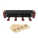 Lıttle Balance 8945 Raclette 4 Meuuuh...!, Raclette Makinesi, 4 Kişiye Kadar, Çıkarılabilir Izgara, 4 Spatula + 4 Tahta, Pfas'sız, Yapışmaz Kaplama, 800 W, Kırmızı Biber