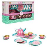 Little Chef Porselen Çay Takımı 15 Parça - Yeşil-Çiçek Desenli