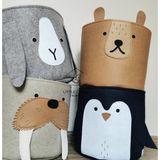 Little Crazy Baby Iskandinav Tarzı 4 Adet Bebek Çocuk Odası 3 Boyutlu Sevimli Tasarım Oyuncak ve Çamaşır Aksesuar Sepet SETI30X30 cm - Renkli