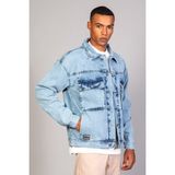 Little Cup Jeans Co Erkek Buz Mavi Körüklü Cep Oversize Kot Ceket - XL