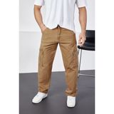 Little Cup Jeans Co Erkek Camel Baggy Fit Rahat Kalıp Kargo Pantolon - Açık Kahverengi - Camel - 33