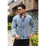 Little Cup Jeans Co Erkek Regular Fermuarlı ve Çıtçıtlı Buz Mavi Kar Yıkama Kot Ceket