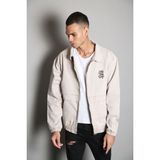 Little Cup Jeans Co Oversize Bej Erkek Bomber Kot Ceket Fermuarlı Dokuma Malzeme ile Günlük Kullanım İçin - XL