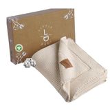 Little Dedi Alina%100 Organik Pamuklu Bebek Battaniyesi Kızlar/Erkek Çocuklar için 80x100 cm - Kundak ve Bebek Battaniyesi, Yumuşak Hafif Örgü Battaniye (Bej)