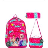 Little Elsa Anna Okul Çantası + Termal Beslenme + Kalemlik Frozen Çanta İlkokul Çantası Sırt Çanta
