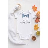 Little Gentleman Baskılı%100 Pamuklu Organik Baskılı Beyaz Bebek Body Zıbın Bebek Badi, 2-4 Yaş