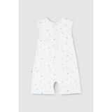 Little Gusto Bambu Çiçek Desenli Kolsuz Şort Tulum Beyaz - 3 - 4 Yaş