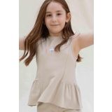 Little Gusto Bambu Çiçek Nakışlı Çocuk Bluz Bej