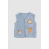Little Gusto Kapitone Animal Aplikeli Mavi Bebek Yelek