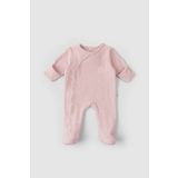 Little Gusto Kendinden Eldivenli Patikli Fitilli Kadife Bebek Tulumu Pembe
