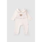 Little Gusto Organik Pamuk Bebe Yakalı Tulum Playtime Ayıcık Nakışlı - Krem - Bej - Kahverengi - 1,5 - 2 Yaş
