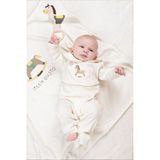 Little Gusto Organik Pamuk Bebe Yakalı Tulum Playtime Tay Nakışlı - Krem - Bej - 0 - 3 Ay